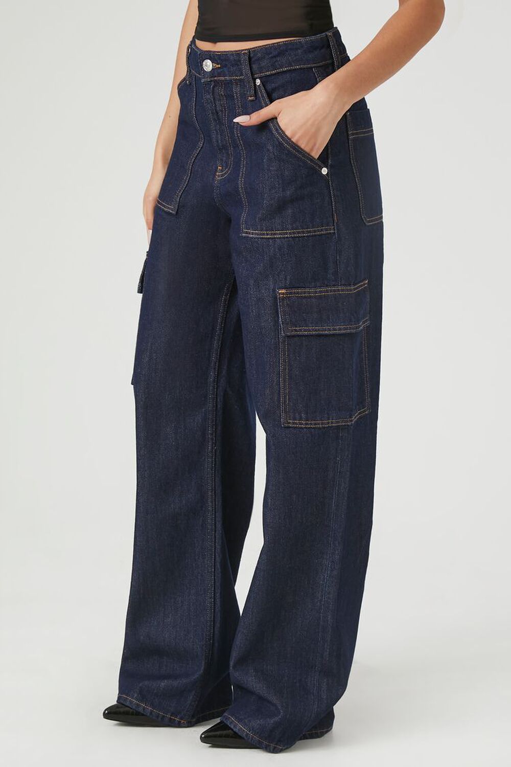 High-Rise Wide-Leg Cargo Jeans